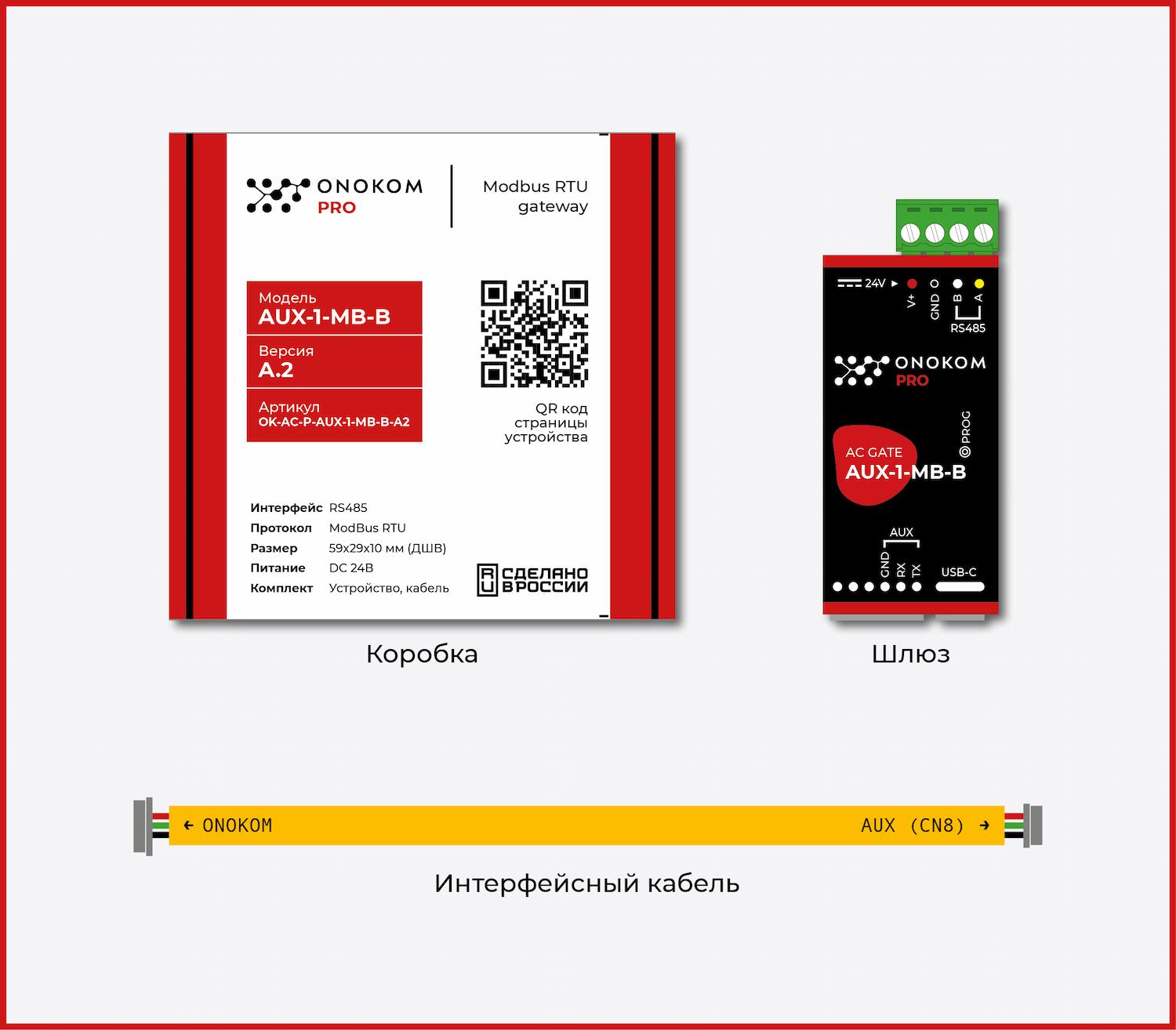 Управление по сетям ModBus AUX OK-AC-P-AUX-1-MB-B-A2 (шлюз управл. по ModBus RTU)